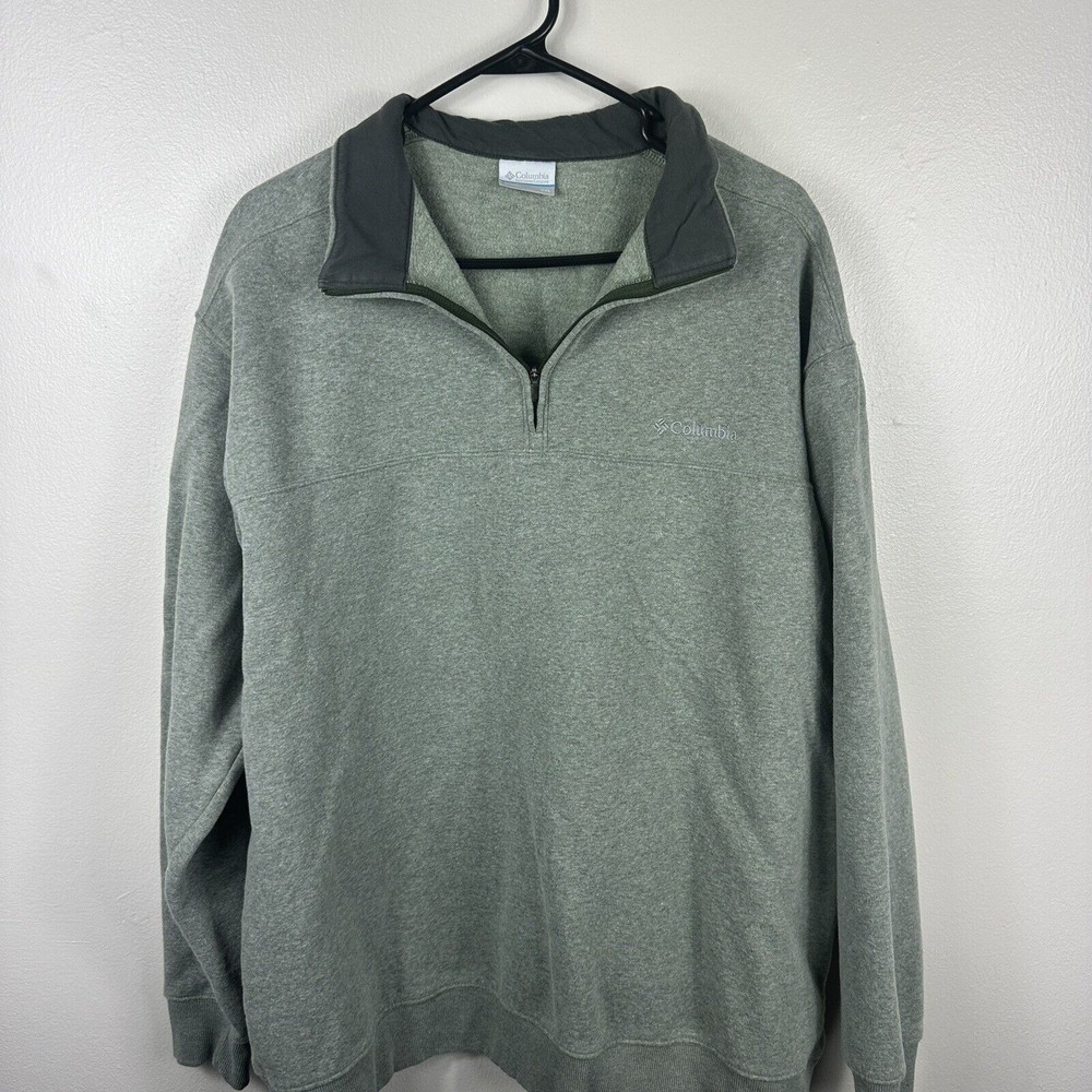 Columbia Men's Size XXL Pullover Sweater Quarter Zip  Cotton Gray Solid Classic